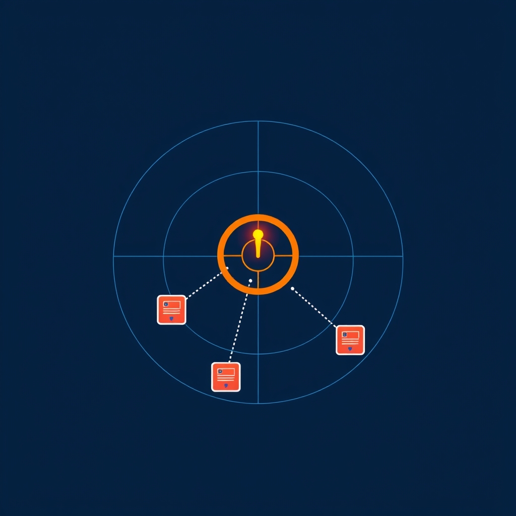 Abstract illustration of a survey grid with a targeting marker, representing the research-led approach behind each Recon Web Design project