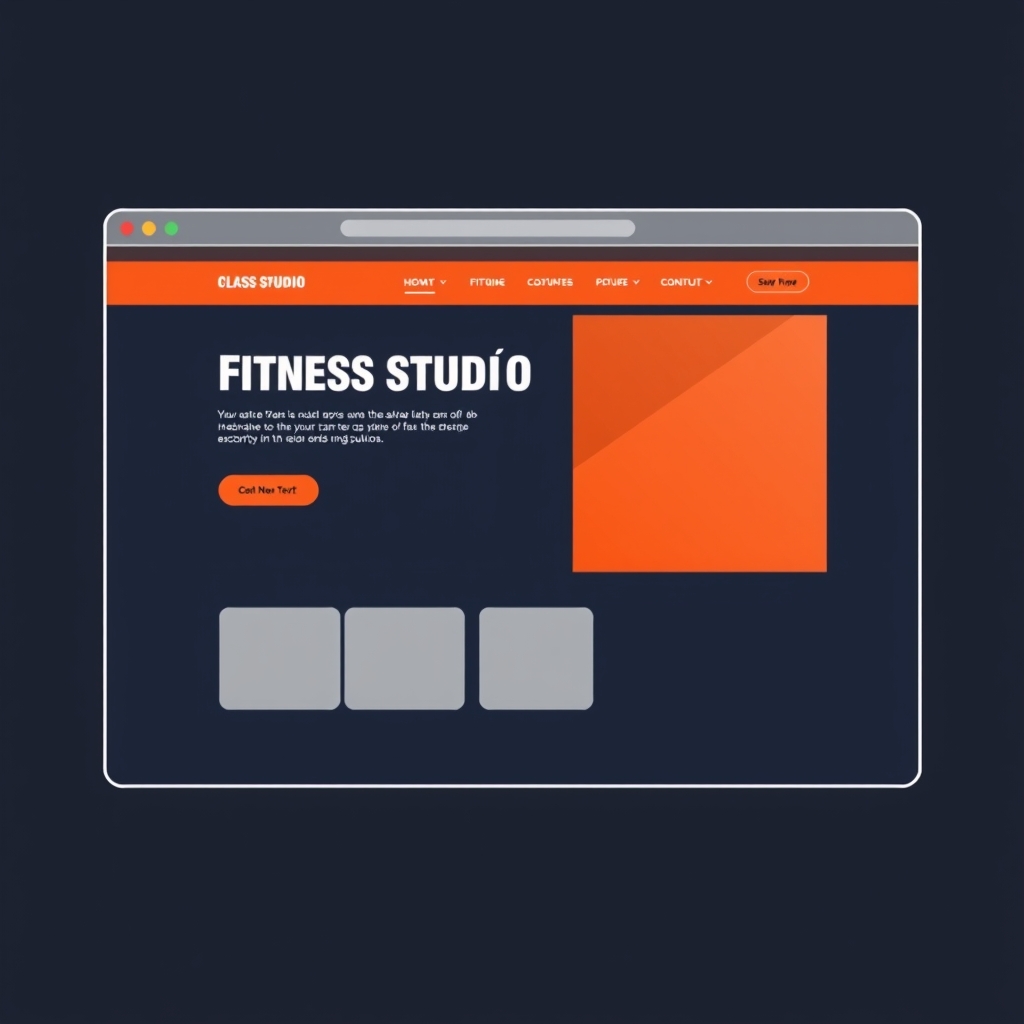 Concept homepage mockup for a fitness studio business, shown inside a browser window frame